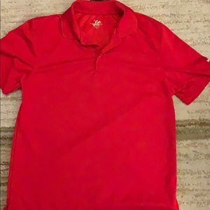Red polo shirt
